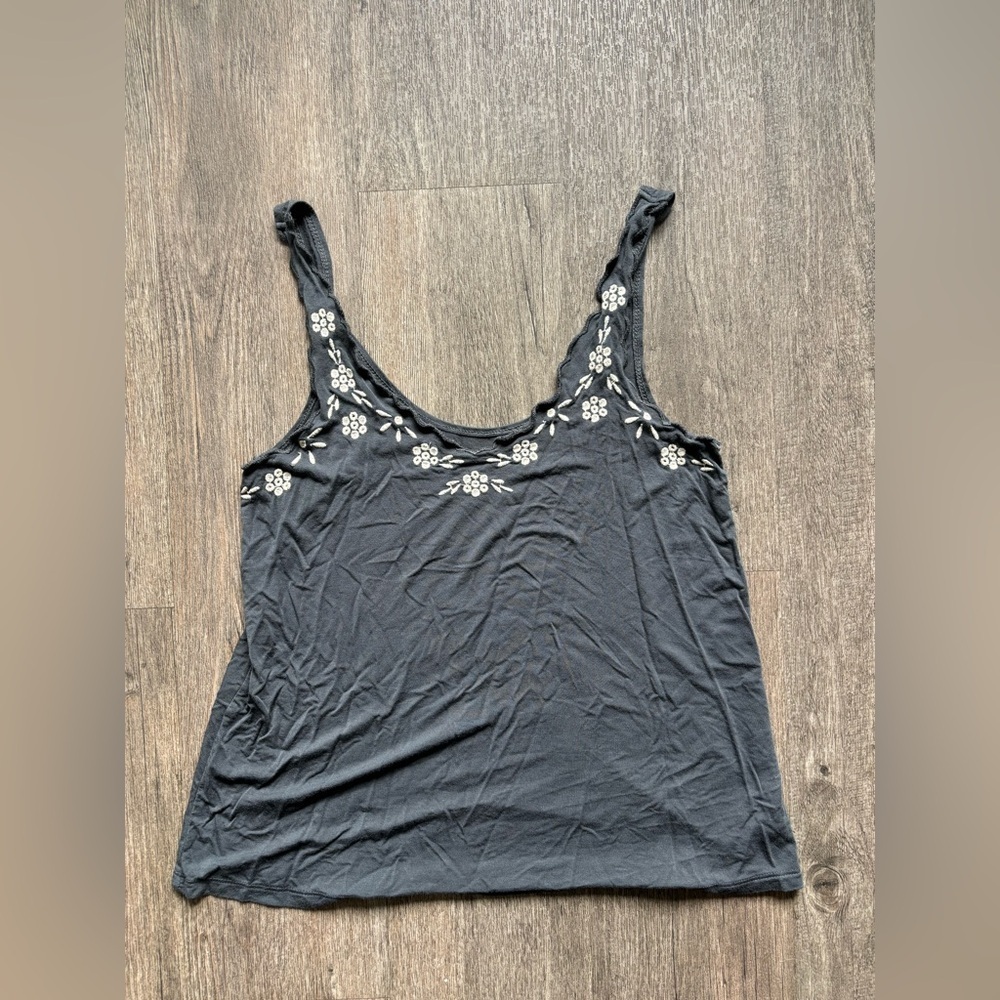 American Eagle Outfitters Black Floral Tank Top